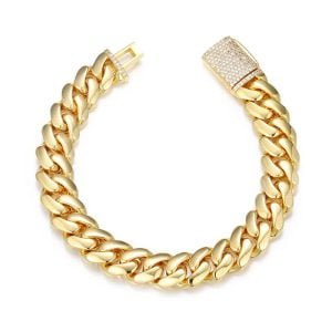 14mm Cuban Link Bracelet with Micro Pave cubic zirconia